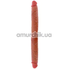 Двокінцевий фалоімітатор Get Real Foreskin Doubledong 46 cm, коричневий - Фото №1