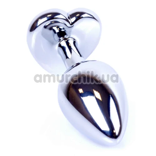 Анальна пробка з рожевим кристалом Exclusivity Jewellery Silver Heart Plug, срібна