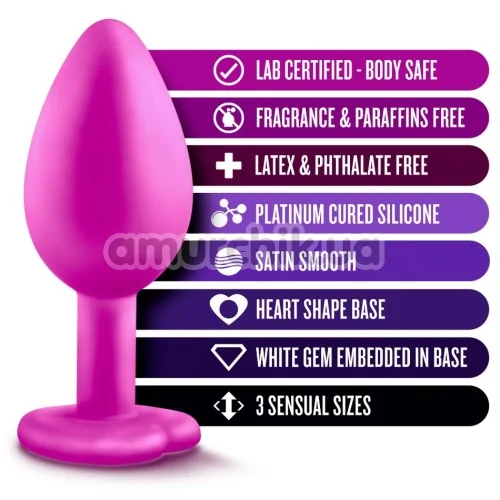 Набор анальных пробок с прозрачными кристаллами в виде сердечек Luxe Bling Plugs Trainer Kit, розовый
