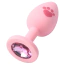 Анальная пробка с розовым кристаллом Alume Silicone Heart Paw Plug S, розовая - Фото №2