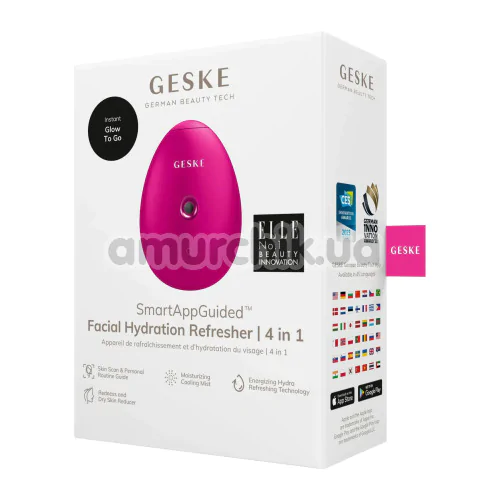 Увлажнитель для кожи лица Geske Facial Hydration Refresher 4 in 1 Oval, ярко-розовый