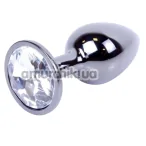 Анальная пробка с прозрачным кристаллом Exclusivity Jewellery Dark Silver Plug, серебряная - Фото №1