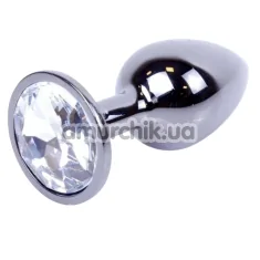 Анальная пробка с прозрачным кристаллом Exclusivity Jewellery Dark Silver Plug, серебряная - Фото №1