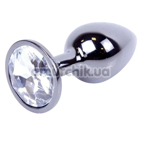 Анальна пробка з прозорим кристалом Exclusivity Jewellery Dark Silver Plug, срібна - Фото №1