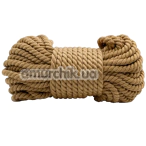 Мотузка для бондажу з металевими наконечниками DS Fetish Jute 15 м, бежева - Фото №1
