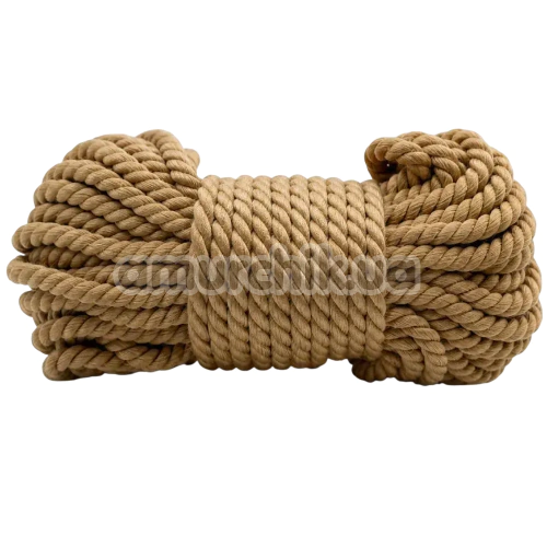 Мотузка для бондажу з металевими наконечниками DS Fetish Jute 15 м, бежева - Фото №1