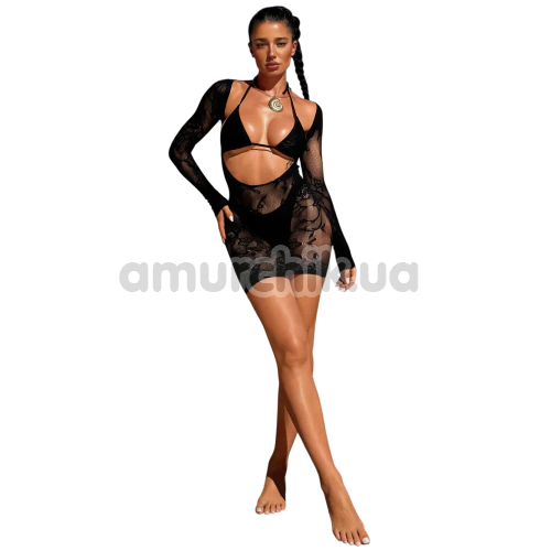 Сукня Star Night Longsleeve Open Front Mini Dress, чорна