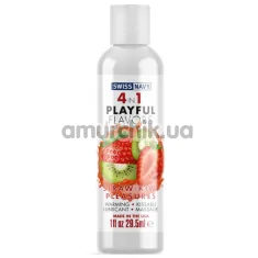 Лубрикант с согревающим эффектом Swiss Navy 4 in 1 Playful Flavors Straw-Kiwi Pleasures - клубника с киви, 29.5 мл - Фото №1