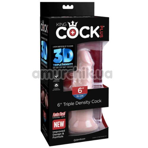 Фалоімітатор King Cock Plus 6 Triple Density Cock, тілесний