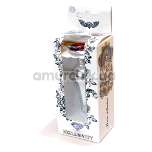 Анальна пробка з червоним кристалом Exclusivity Jewellery Silver Plug Long, срібна