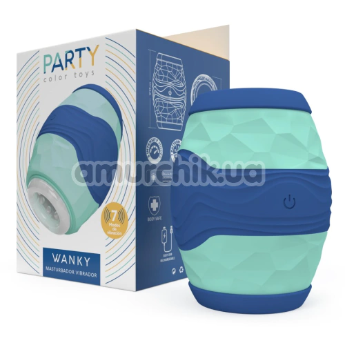 Мастурбатор з вібрацією Party Color Toys Wanky, бірюзово-синій
