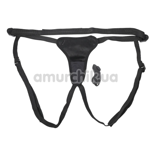 Трусики для страпона с вибрацией Sportsheets Hidden Pocket Strap On With Remote Control Vibrator, черные