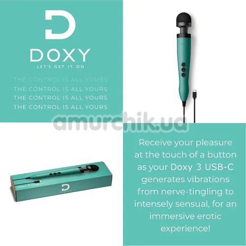 Универсальный вибромассажер Doxy 3 USB-C, бирюзовый