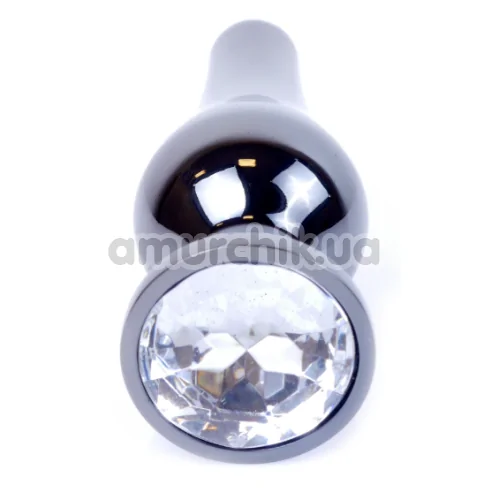 Анальна пробка з прозорим кристалом Boss Series Exclusivity Jewellery Dark Silver Plug, срібна