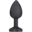 Анальная пробка с голубым кристаллом Silicone Jewelled Butt Plug Heart Small, черная - Фото №5