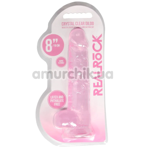 Фалоімітатор Realrock Crystal Clear Dildo Realistic 8, рожевий
