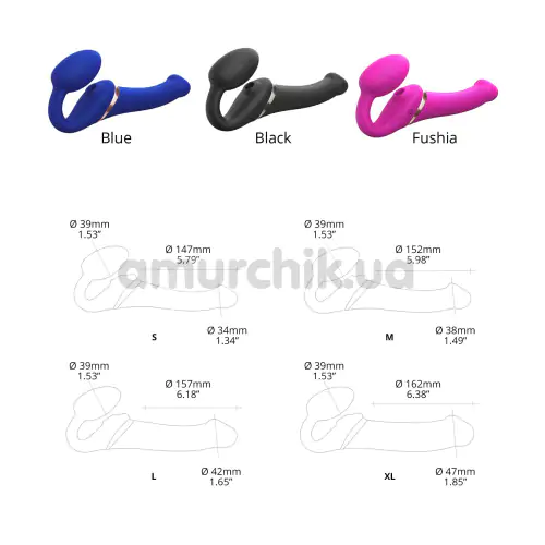 Безремневий страпон із вібрацією Strap-On-Me Multi Orgasm Bendable Strap-On XL, чорний
