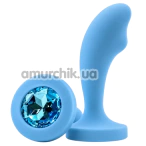 Анальна пробка з блакитним кристалом Alume Silicone Wave Plug S, блакитна - Фото №1
