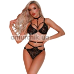 Комплект JSY Sexy Lingerie 5966, чорний: бюстгальтер + трусики + пояс - Фото №1