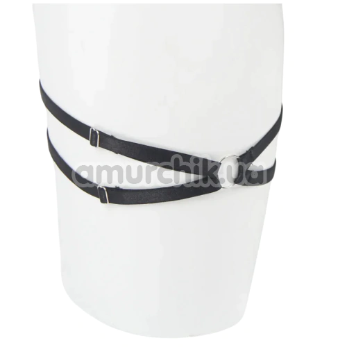 Комплект Star Night Openable Bow Sexy Bra Set, черный: бюстгальтер + трусики-стринги + гартеры