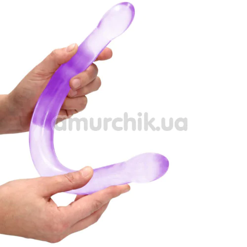 Двухконечный фаллоимитатор Realrock Crystal Clear Double Dildo 17, фиолетовый