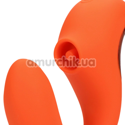 Вібратор з пульсацією Loveline G-Spot Vibrator With Clitoral Pulse Wave, помаранчевий
