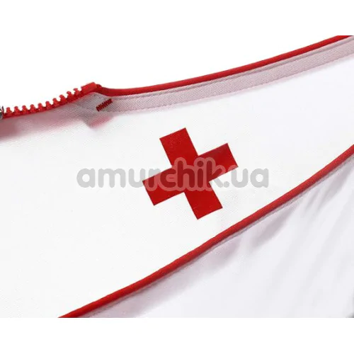 Костюм медсестры Sunspice 81330, белый: платье + трусики-стринги + головной убор