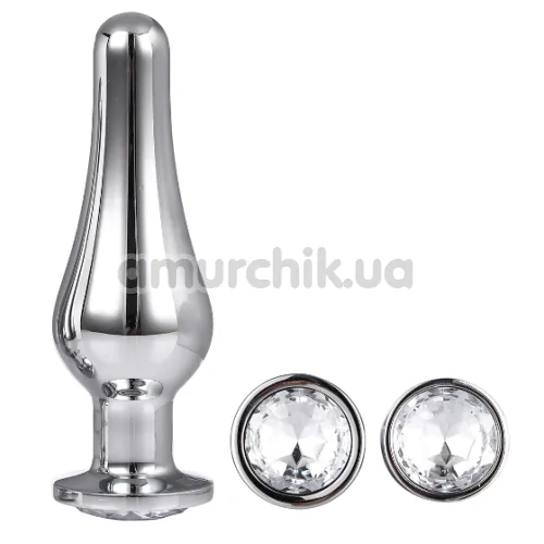 Набір з 3 анальних пробок з прозорим кристалом Gleaming Love Pleasure Plug Set, срібний