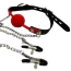 Кляп з затискачами для сосків DS Fetish Locking Gag With Nipple Clamps, червоно-чорний - Фото №2