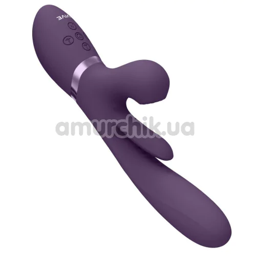Вібратор з поштовхами, пульсацією і рухомою платформою Vive Kura, фіолетовий