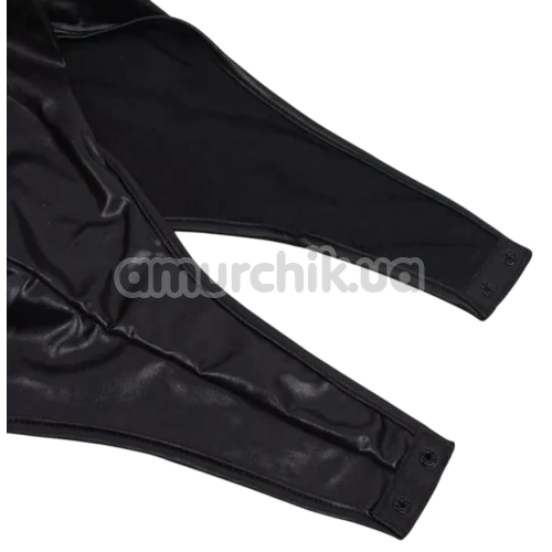 Боді Star Night Mesh And Faux Leather Zipper Teddy, чорне