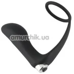 Вибростимулятор простаты с эрекционным кольцом Black Velvets Vibrating Ring & Plug, черный - Фото №1