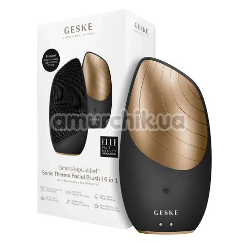 Ультразвукова щітка для обличчя Geske Sonic Thermo Facial Brush 6 in 1, cіро-золота