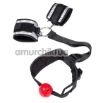 Бондажный набор Roomfun Ball Gag And Wrist Restraint Set, черный - Фото №1