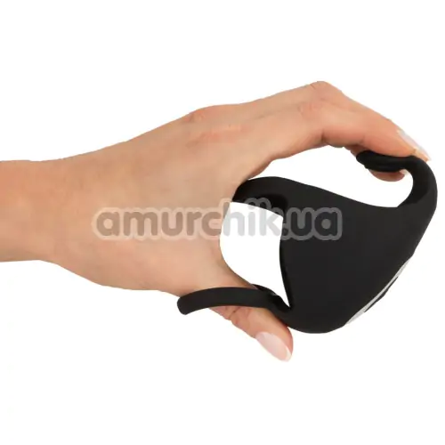 Віброкільце зі стимулятором мошонки Rebel Men's Gear Cock Ring With RC Ball Massager, чорне