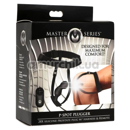 Вибростимулятор простаты с поясом Master Series P-Spot Plugger, черный
