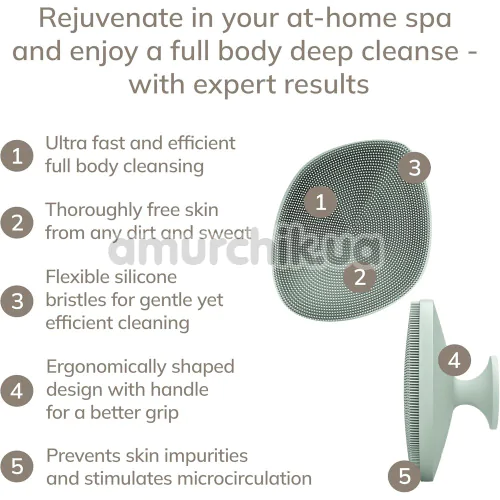 Щітка для тіла Geske Body Brush 4 in 1 Suction Mount, зелена