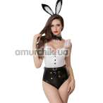 Костюм зайчика JSY Sexy Lingerie 5705, черно-белый: топ + трусики + ушки + галстук-бабочка - Фото №1