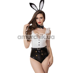 Костюм зайчика JSY Sexy Lingerie 5705, черно-белый: топ + трусики + ушки + галстук-бабочка - Фото №1