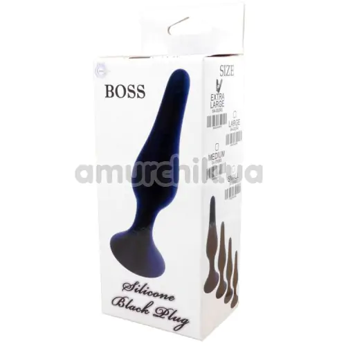 Анальна пробка Boss Series Silicone Purple Plug Medium, чорна