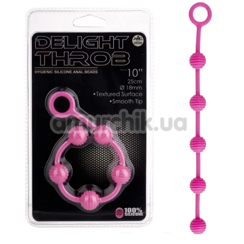 Анальная цепочка Delight Throb ребристая, 25 см розовая