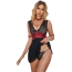 Комплект Star Night Mesh And Faux Leather Lingerie Chemise, чорно-бордовий: пеньюар +  пояс з нашийником та фіксаторами + трусики-стрінги - Фото №2