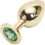 Анальна пробка з зеленим кристалом SWAROVSKI Steel Jewel Plug, золота