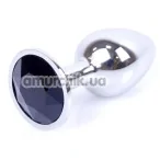 Анальная пробка с черным кристаллом Exclusivity Jewellery Silver Plug, серебряная - Фото №1