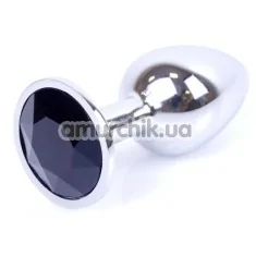 Анальная пробка с черным кристаллом Exclusivity Jewellery Silver Plug, серебряная - Фото №1
