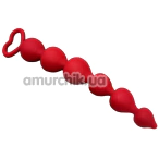 Анальная цепочка Loveshop Silicone Heart Anal Beads S, красная - Фото №1
