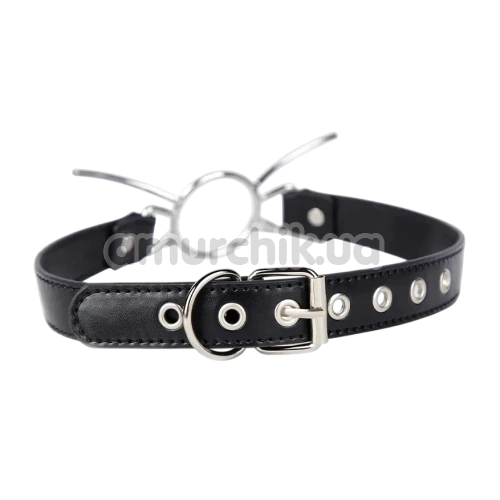 Кляп-кільце DS Fetish Spider Faux Leather, чорний