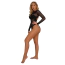Боди Star Night Long Sleeve Rhinestone Mesh Bodysuit, черное - Фото №4
