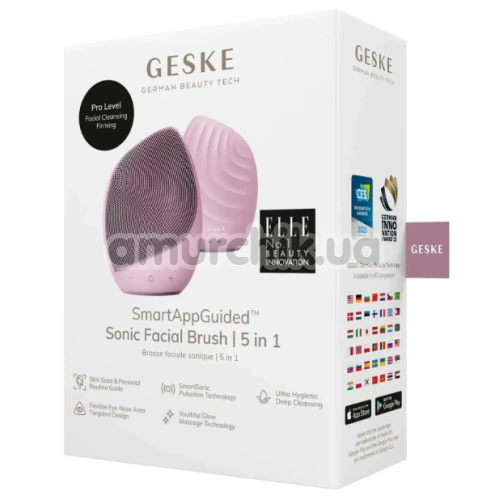 Ультразвуковая щетка для лица Geske Sonic Facial Brush 5 in 1, светло-розовая