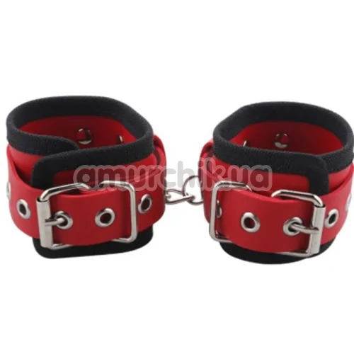 Фіксатори для рук Handcuffs Woven Belt Edge Sealing With Chain, червоні
